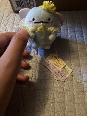 San-X Sumikko Gurashi Blue Plush Toy with Yellow Flower  hard to find fairy